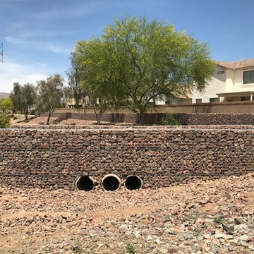 260 ft long gabion wall and a 40 ft long bridge over a wash in Surprise, AZ.