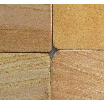 Teakwood Sandstone Tiles, Tumbled Finish, 4"x4", Set of 72