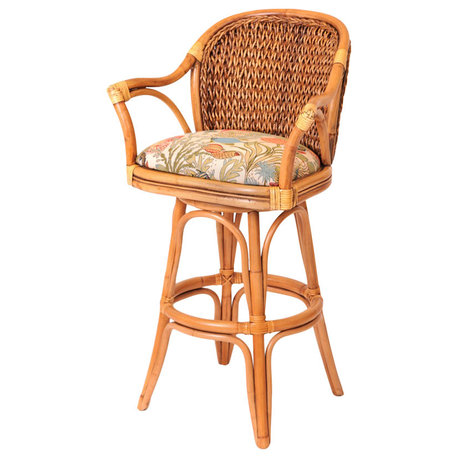 Panama 30" Swivel Barstool In Antique Honey With Soda Ivory