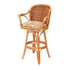 Alexander & Sheridan USA INC. - Panama 24" Swivel Barstool In Antique Honey With Escapade Sand - Bar Stools and Counter Stools