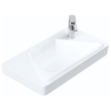 Luxury 49L WG Bathroom Sink in Glossy White with Single Faucet Hole