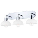 Mitzi by Hudson Valley Lighting - Kyla 3-Light Bath Bracket, Polished Chrome Finish, Opal Glossy Glass - Globe  peek from beneath dome glass shades to give this sleek fixture a vintage vibe. Light shines through the clear glass shade of the sconce.