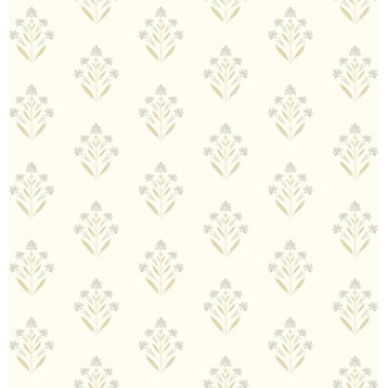 Kova Yellow Floral Crest Wallpaper Sample