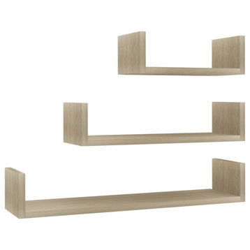 vidaXL Wall Shelf Floating Display Shelf 3 Pcs Sonoma Oak Engineered Wood