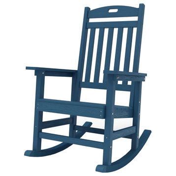 Traditional Patio Rocking Chair, Waterproof Heady Duty Construction, Navy Blue