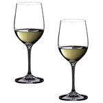 Riedel - Riedel Vinum Viognier/Chardonnay Glass - Set of 2 - These Vinum Chardonnay glasses are made of 24-percent lead crystal by Riedel, renowned glassmakers in Europe. Wine connoisseurs will particularly appreciate the care and design that goes into making sure each Vinum glass is the perfect shape for enhancing the bouquet and flavor of specific varietals. The distinct bowl shape directs the wine to just the right part of the palate so each note can be appreciated and savored.Recommended for: Albariño, Aligoté, Bordeaux (mature), Bordeaux (white), Chablis, Chardonnay (unoaked), Châteauneuf-du-Pape (Blanc), Condrieu, Cortese, Côtes du Rhône Blanc, Fumé Blanc, Graves blanc, Grenache Blanc / Garnacha Blanca, Hermitage (blanc), Macabeo, Marsanne, Melon de Bourgogne (Muscadet), Montagny, Morillon (unoaked), Muscadet, Muscadine, Neuburger, Palomino (except Sherry), Pessac Leognan (Blanc), Pinot (Blanc, Grigio, Gris), Ribolla Gialla, Sauvignon blanc (oaked), Soave, St. Joseph (white), Trebbiano, Vin de Savoie (blanc), Viognier