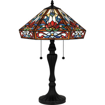 Quoizel TF16142 Brenner 2 Light 24" Tall Tiffany Table Lamp - Matte Black