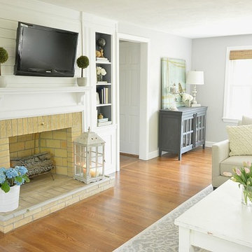 1970's Boston Colonial Gets Woven Wood Shades
