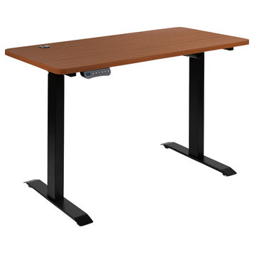 Electric Height Adjustable Stand Up Desk-Table Top 48"x 24"(Mahogany)