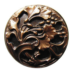 Inviting Home Inc. - Florid-Leaves Knob, Antique-Style Solid Bronze - Cabinet And Drawer Knobs