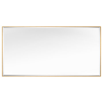 Metal Framed Rectangle Beveled Edge Wall Mirror Bathroom Vanity Mirror, Gold, 20"x40"