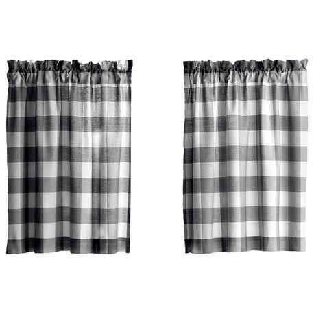 Farmhouse Living Buffalo Check Kitchen, Black/White, 30"x36", Set of 2 Tiers