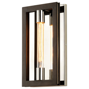 Enigma 1-Light Wall Sconce, Bronze and Polished Stainless Finish