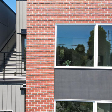 Classic Brick Style Siding with Matte Black and Wooden Accent | Seattle, WA