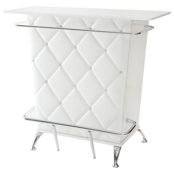 Furniture of America Perii Contemporary Faux Leather Tufted Bar Table in White