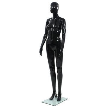 vidaXL Mannequin Full Body Display Female Mannequin with Glass Base Glossy Black