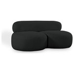 Meridian Furniture - Venti Black Boucle Fabric Upholstered Set, Black, Loveseat - Discover timeless beauty with this Venti boucle fabric living room loveseat that's designed to elevate your interior space. This exceptionally crafted art-deco-inspired chair is part of the Venti collection and boasts an alluring curved shape to add elegance and refinement to your room. Upholstered in rich black boucle fabric, the loveseat has a plush texture that's oh-so-cozy against the skin. The art deco styling makes it a real statement piece, whether you place it in your living room, home office, or your favorite reading nook.