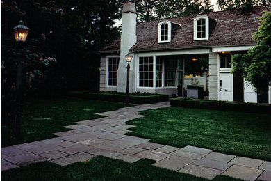 Mid-sized transitional white two-story exterior home photo in Other