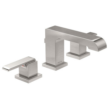 Delta Ara Two Handle Widespread Bathroom Faucet, Stainless, 3567-SSMPU-DST