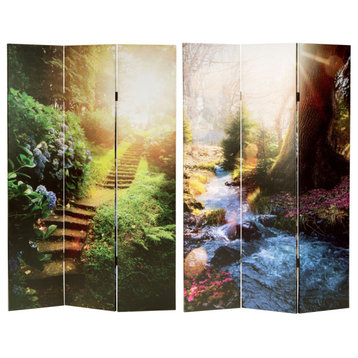 6' Tall Double Sided Stairway to Heaven Canvas Room Divider