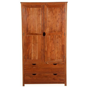 Espresso Wood Finish Bedroom Wardrobe Armoire Cabinet Closet