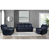 Bowery Hill Modern Geuine Leather & Hardwood Sofa in Blue Finish