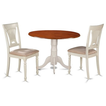 3-Piece Kitchen Table Set, Dining Table and 2 Wooden Chairs, Buttermilk Cherry