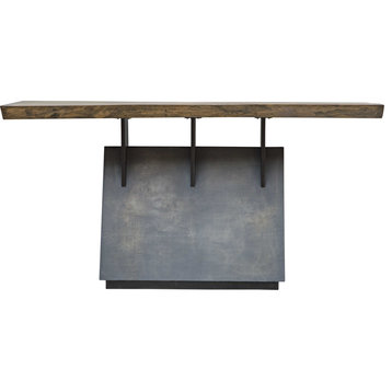 Modern Industrial Wood Slab Live Edge Console Table Lodge Metal Architectural