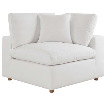 Commix Down Filled Overstuffed Corner Chair, Pure White