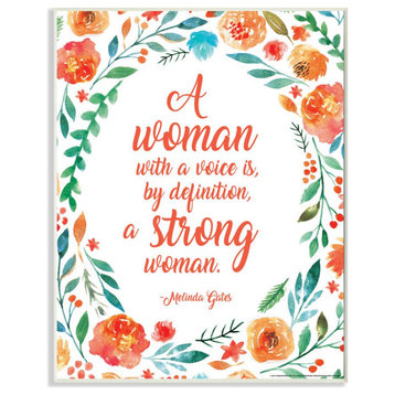 Stupell Industries Strong Woman Flower Inspirational Word Design, 10 x 15