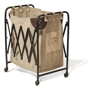 Collapsible Vintage Canvas Laundry Cart