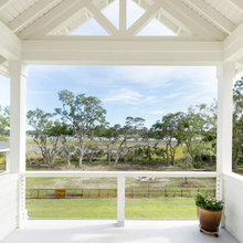 porch with brick