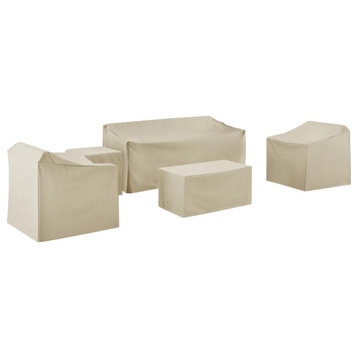 5-Piece Furniture Cover Set Tan, Sofa, 2 Arm Chairs, End Table and Rectangle Tab