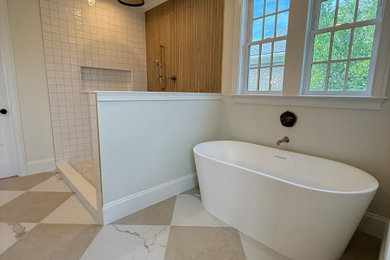 Example of a transitional bathroom design in Tampa
