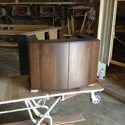 Curved Front Walnut Veneer Vanity Cabinet - Bathroom Vanities And Sink Consoles