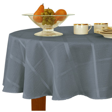Elegance Plaid Solid Tablecloth, Blue Shadow, 90" Round