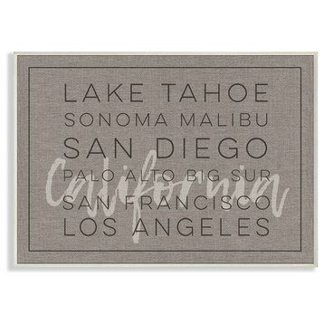 'California Lake Tahoe Big Sur Sonoma Typography', Wall Plaque, 10"x0.5"x15"