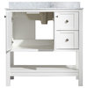 Montaigne 36 in. White Vanity With Marble Top, Basin and Mirror