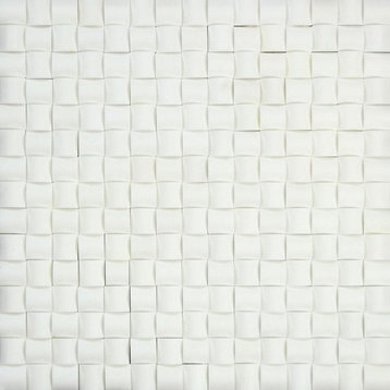 Thassos Polished Marble 3-D Small Bread Mosaic