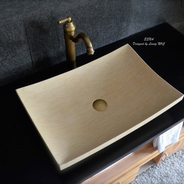 ESNA 23"x15" SUNNY YELLOW MARBLE BATHROOM VESSEL SINK
