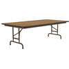 Correll 22-32"H Adjustable Height Melamine Top Folding Table in Medium Oak