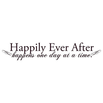 Decal Wall Sticker Happily Ever After Happens One Day At A Time, Dark Brown