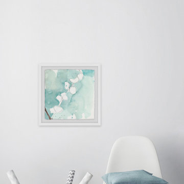 "Ginkgo on Dusty Teal V" Framed Painting Print