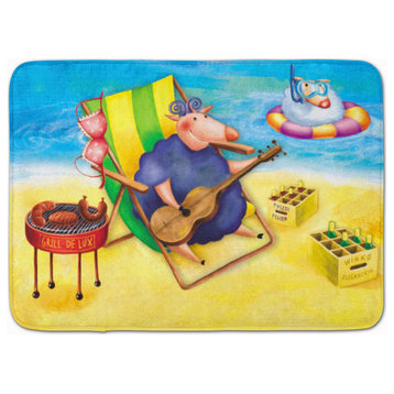 Pig Sunbathing On The Beach Floor Mat, 19"x27", Multicolor