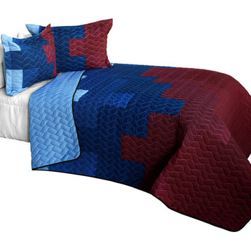 Fire & Ice 3PC Vermicelli - Quilted Patchwork Quilt Set (Full/Queen Size)