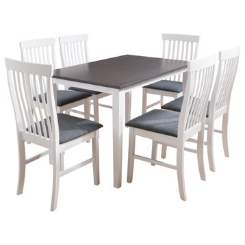 CorLiving Michigan Dining Set, Two Tone Grey and White, 7pc