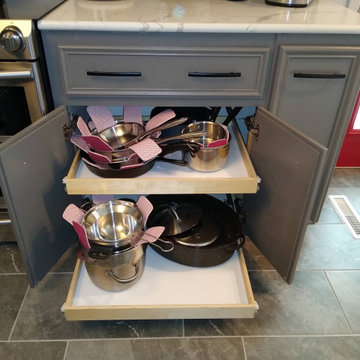 Pull outs shelves make pantry more useful