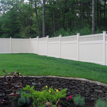 Vinyl Board Fence with Chestnut Hill Accent