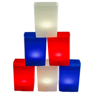 FLIC Patriotic Luminaries, Set of 6, With Lights and Stakes