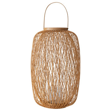 Decorative Bamboo Hand-Woven Lantern Candle Holder, Natural